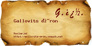 Gallovits Áron névjegykártya